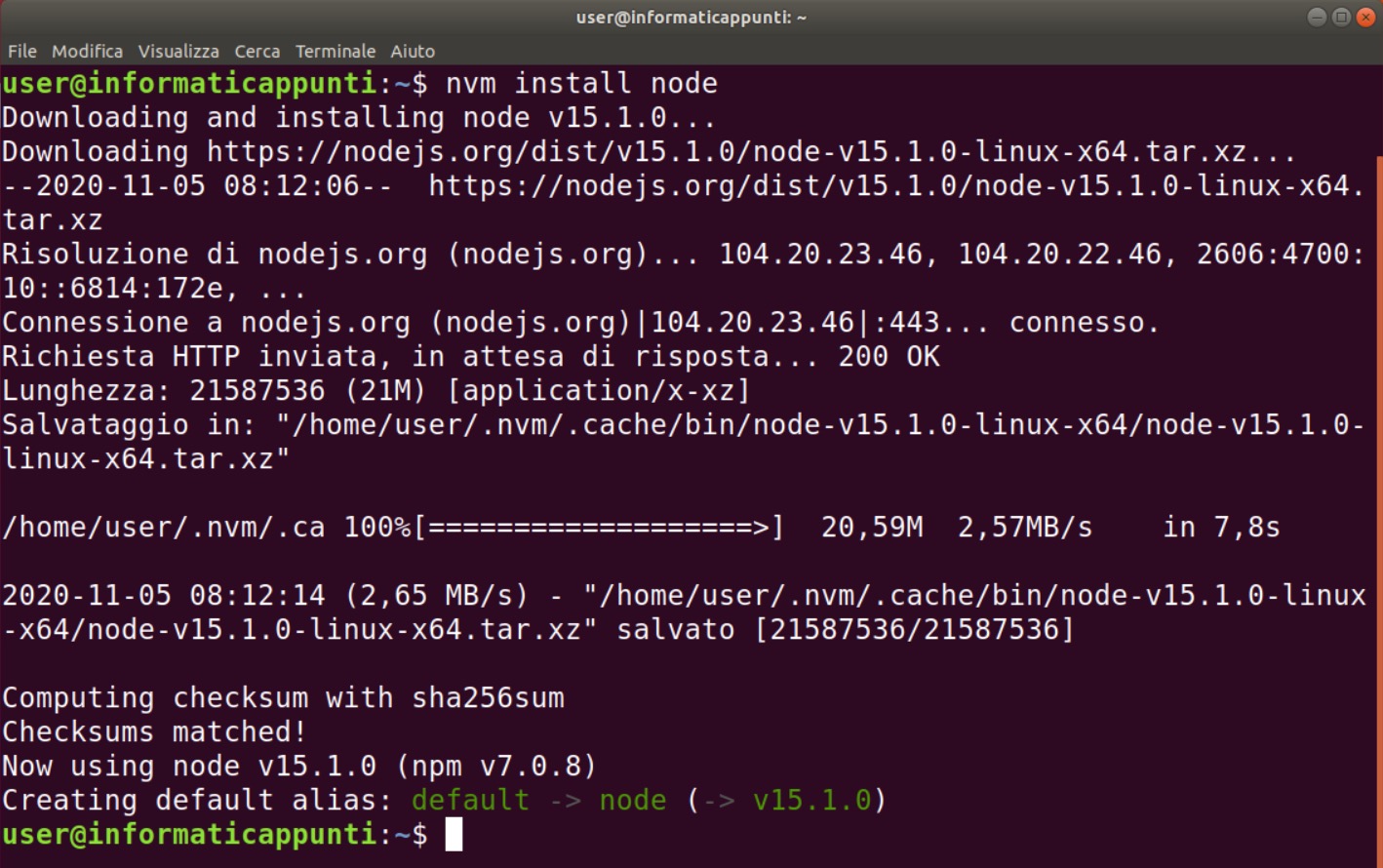 ubuntu node js nvm npm